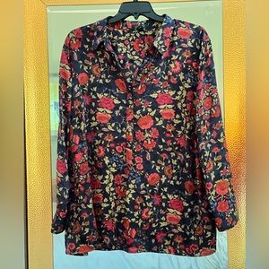 So 3X Ralph, Lauren, floral, silky button up shirt, long sleeve